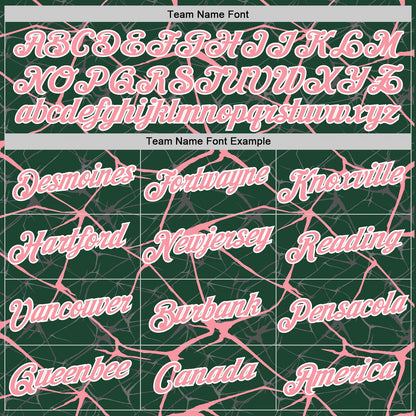 Custom Green Medium Pink Gray-White Abstract Network Crackle Performance T-Shirt