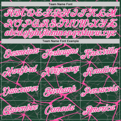 Custom Green Pink Gray-White Abstract Network Crackle Performance T-Shirt