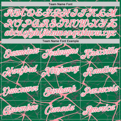 Custom Kelly Green Medium Pink Gray-White Abstract Network Crackle Performance T-Shirt