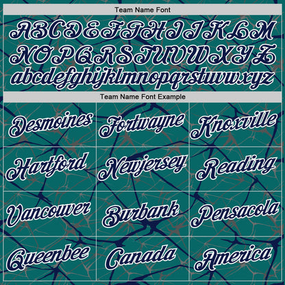 Custom Teal Navy Gray-White Abstract Network Crackle Performance T-Shirt