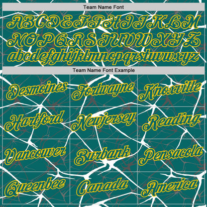 Custom Teal White Gray-Yellow Abstract Network Crackle Performance T-Shirt