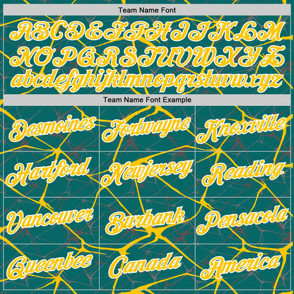 Custom Teal Yellow Gray-White Abstract Network Crackle Performance T-Shirt
