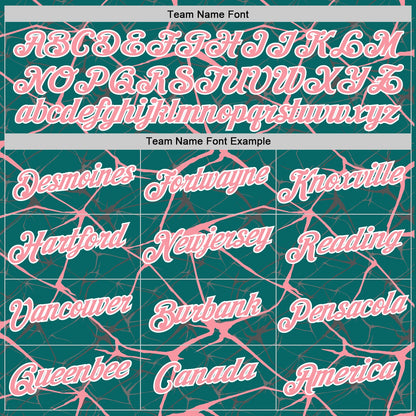 Custom Teal Medium Pink Gray-White Abstract Network Crackle Performance T-Shirt