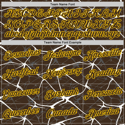 Custom Brown White Gray-Yellow Abstract Network Crackle Performance T-Shirt