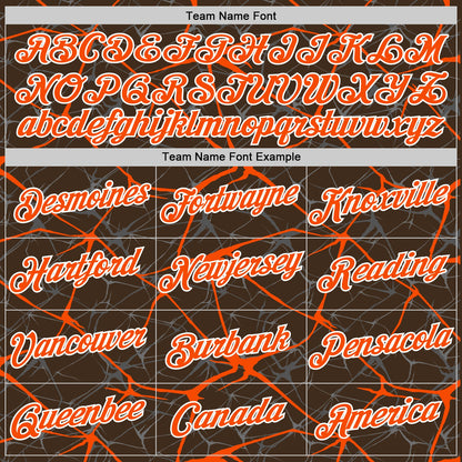 Custom Brown Orange Gray-White Abstract Network Crackle Performance T-Shirt