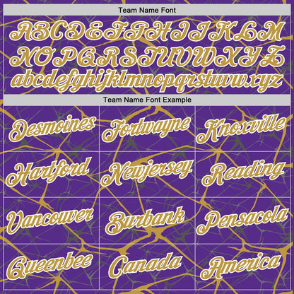Custom Purple Old Gold Gray-White Abstract Network Crackle Performance T-Shirt