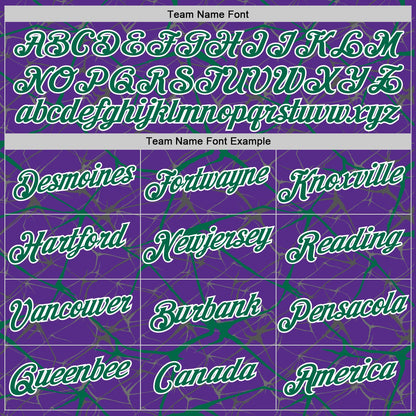 Custom Purple Kelly Green Gray-White Abstract Network Crackle Performance T-Shirt