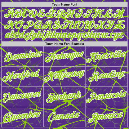 Custom Purple Neon Green Gray-White Abstract Network Crackle Performance T-Shirt