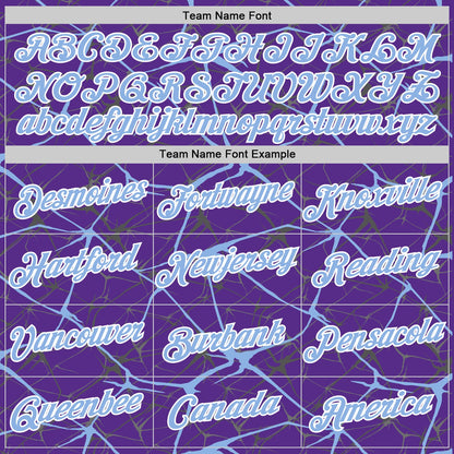 Custom Purple Light Blue Gray-White Abstract Network Crackle Performance T-Shirt