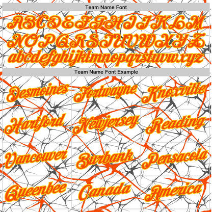 Custom White Orange Gray-Yellow Abstract Network Crackle Performance T-Shirt