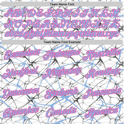 Custom White Light Blue Gray-Pink Abstract Network Crackle Performance T-Shirt