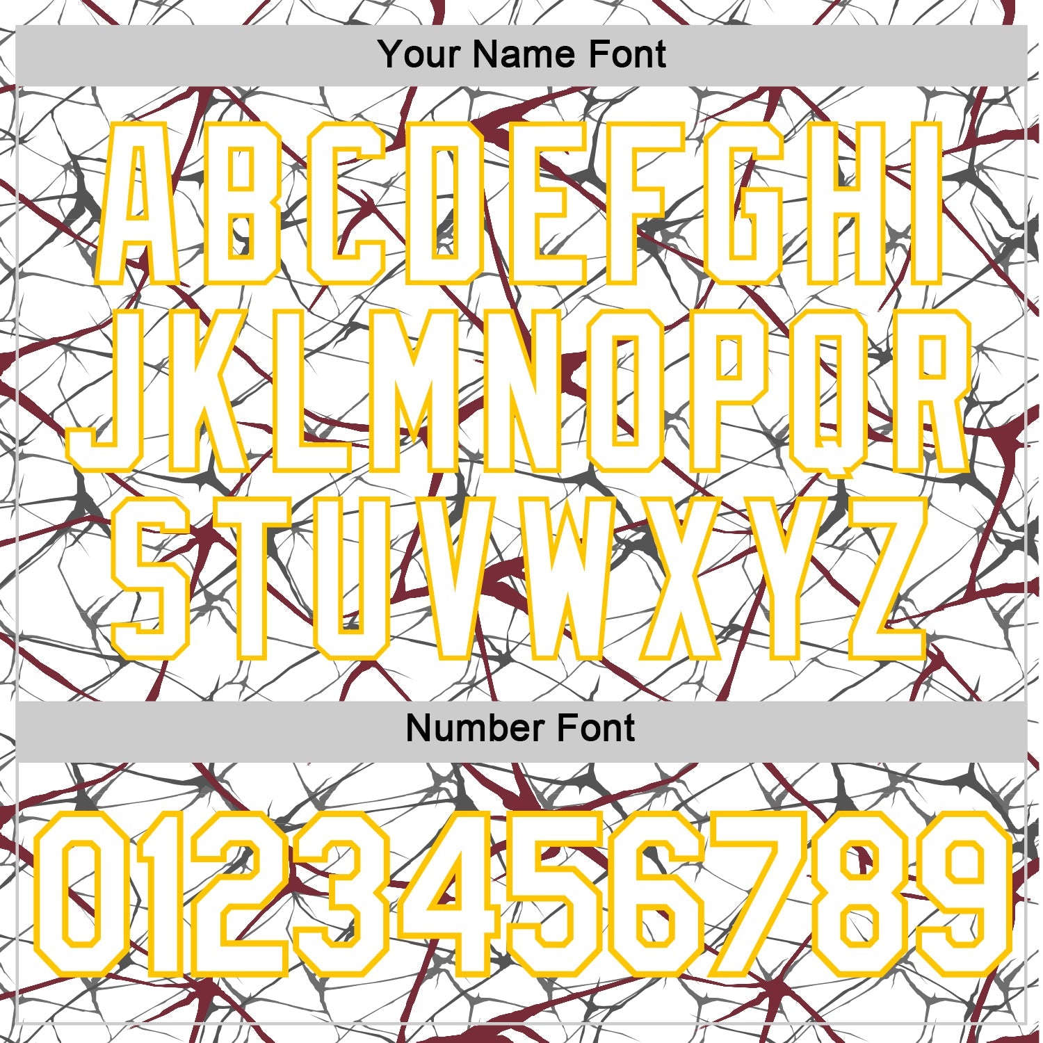 Custom White Burgundy Gray-Yellow Abstract Network Crackle Performance T-Shirt