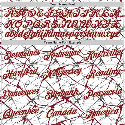 Custom White Crimson Gray-City Cream Abstract Network Crackle Performance T-Shirt