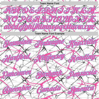 Custom White Pink Gray-Light Blue Abstract Network Crackle Performance T-Shirt
