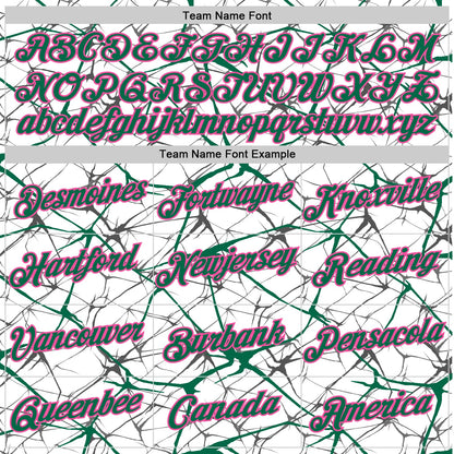 Custom White Kelly Green Gray-Pink Abstract Network Crackle Performance T-Shirt