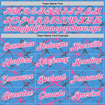 Custom Powder Blue Pink Gray-White Abstract Network Crackle Performance T-Shirt