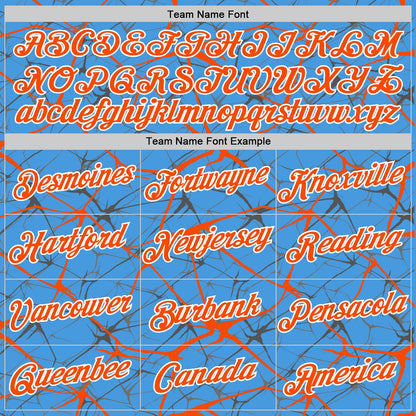 Custom Powder Blue Orange Gray-White Abstract Network Crackle Performance T-Shirt