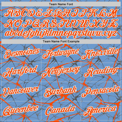 Custom Light Blue Orange Gray-White Abstract Network Crackle Performance T-Shirt