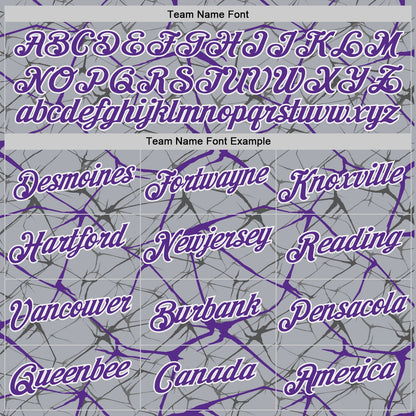 Custom Gray Purple-White Abstract Network Crackle Performance T-Shirt