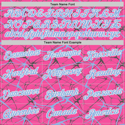 Custom Pink Light Blue Gray-White Abstract Network Crackle Performance T-Shirt