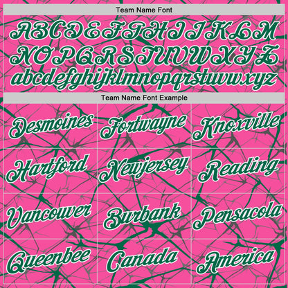 Custom Pink Kelly Green Gray-White Abstract Network Crackle Performance T-Shirt