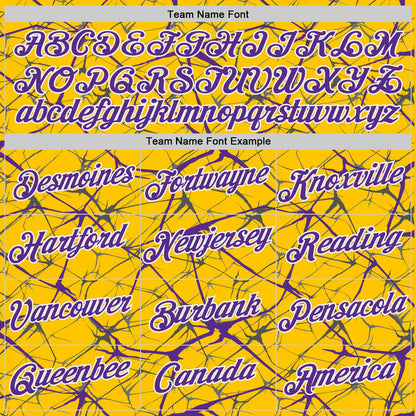 Custom Yellow Purple Gray-White Abstract Network Crackle Performance T-Shirt