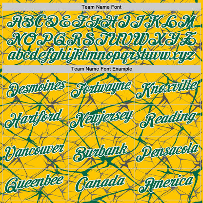 Custom Yellow Kelly Green Gray-White Abstract Network Crackle Performance T-Shirt