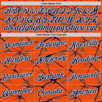 Custom Orange Navy Gray-White Abstract Network Crackle Performance T-Shirt