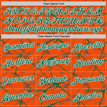 Custom Orange Kelly Green Gray-White Abstract Network Crackle Performance T-Shirt
