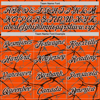 Custom Orange Brown Gray-White Abstract Network Crackle Performance T-Shirt