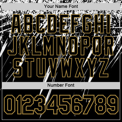 Custom Black White-Old Gold Distressed Scratch Brush Stroke Performance T-Shirt