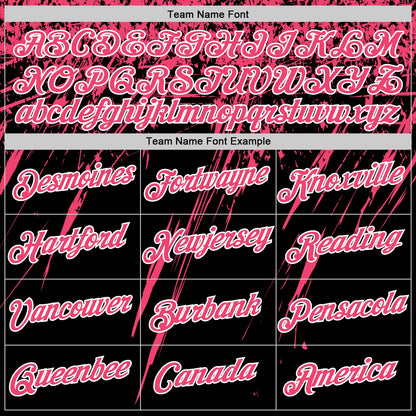 Custom Black Neon Pink-White Distressed Scratch Brush Stroke Performance T-Shirt