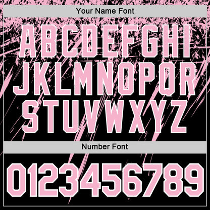Custom Black Light Pink-White Distressed Scratch Brush Stroke Performance T-Shirt