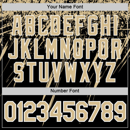 Custom Black Vegas Gold-White Distressed Scratch Brush Stroke Performance T-Shirt