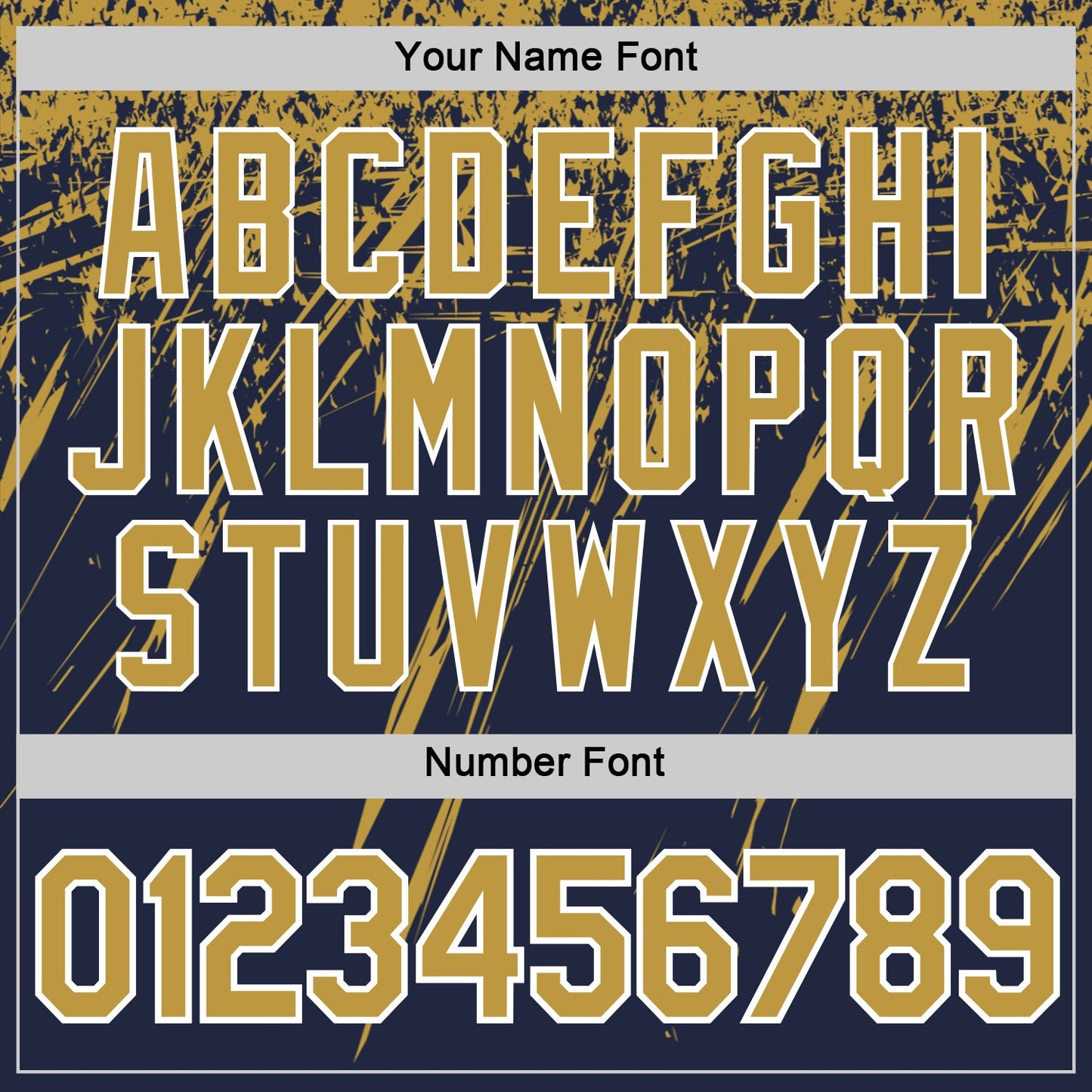Custom Navy Old Gold-White Distressed Scratch Brush Stroke Performance T-Shirt