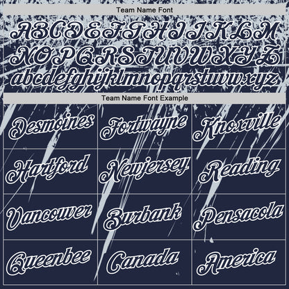 Custom Navy Silver-White Distressed Scratch Brush Stroke Performance T-Shirt