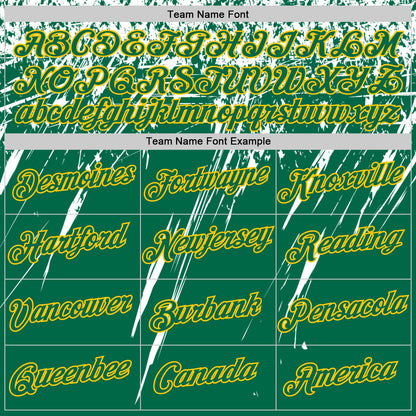 Custom Kelly Green White-Yellow Distressed Scratch Brush Stroke Performance T-Shirt