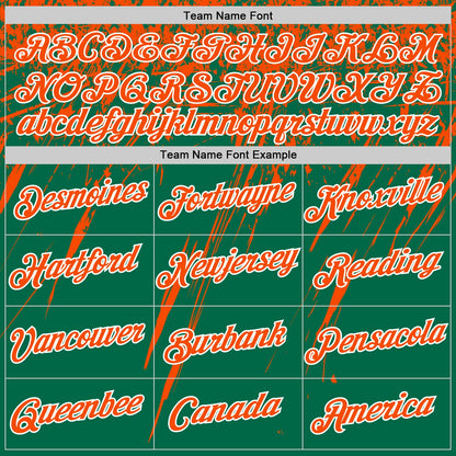 Custom Kelly Green Orange-White Distressed Scratch Brush Stroke Performance T-Shirt