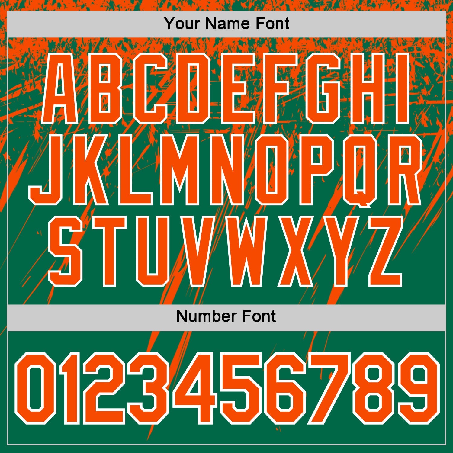 Custom Kelly Green Orange-White Distressed Scratch Brush Stroke Performance T-Shirt