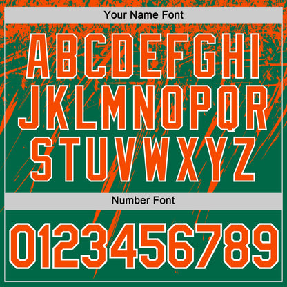 Custom Kelly Green Orange-White Distressed Scratch Brush Stroke Performance T-Shirt