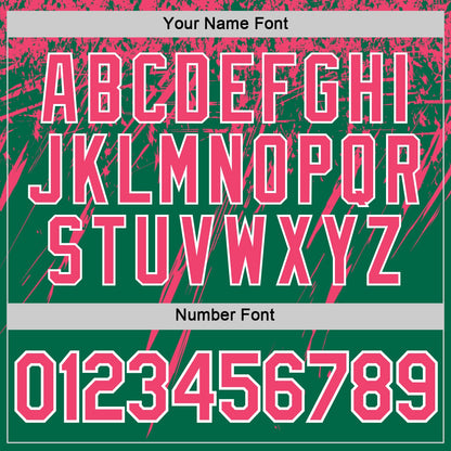 Custom Kelly Green Neon Pink-White Distressed Scratch Brush Stroke Performance T-Shirt
