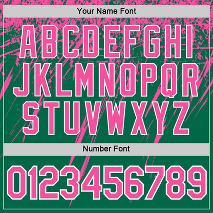 Custom Kelly Green Pink-White Distressed Scratch Brush Stroke Performance T-Shirt