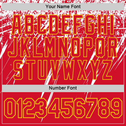 Custom Red White-Yellow Distressed Scratch Brush Stroke Performance T-Shirt