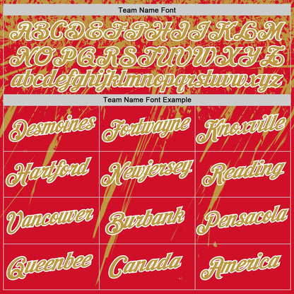 Custom Red Old Gold-White Distressed Scratch Brush Stroke Performance T-Shirt