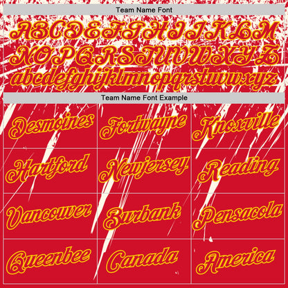 Custom Red Cream-Yellow Distressed Scratch Brush Stroke Performance T-Shirt