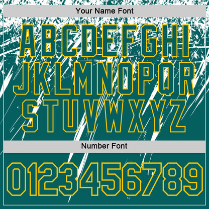 Custom Teal White-Yellow Distressed Scratch Brush Stroke Performance T-Shirt