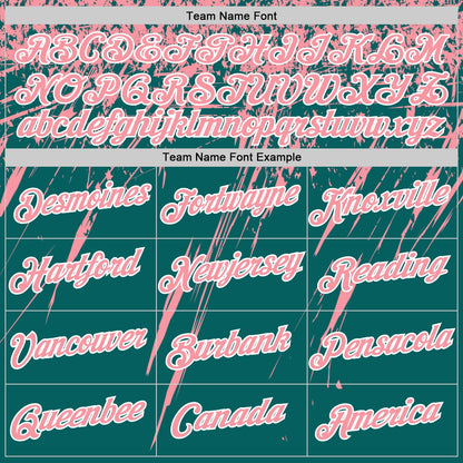 Custom Teal Medium Pink-White Distressed Scratch Brush Stroke Performance T-Shirt