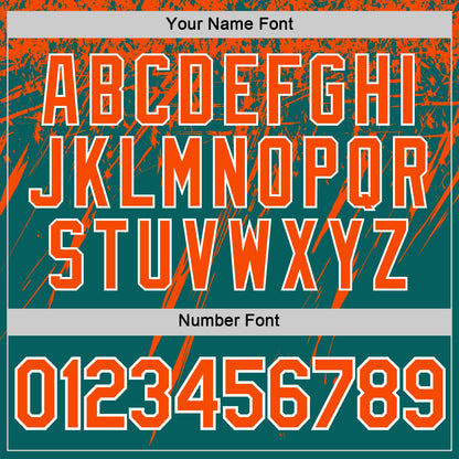 Custom Teal Orange-White Distressed Scratch Brush Stroke Performance T-Shirt