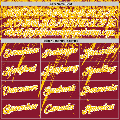 Custom Crimson Yellow-White Distressed Scratch Brush Stroke Performance T-Shirt