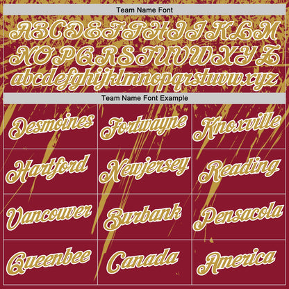 Custom Crimson Old Gold-White Distressed Scratch Brush Stroke Performance T-Shirt